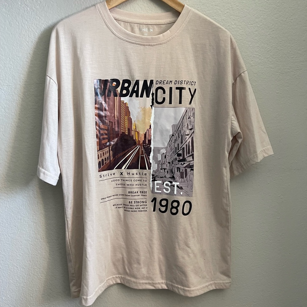 Oversized Beige Graphic Tee